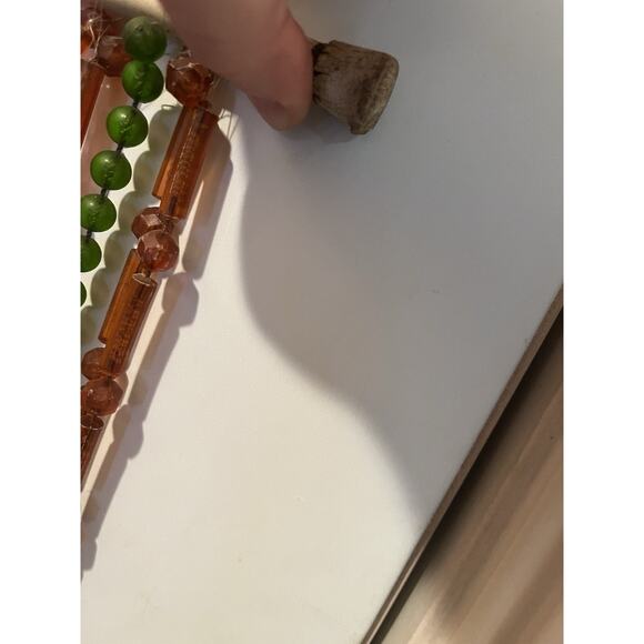 1960s Beaded Curtain Rod 28.5x26 Pink Vintage Window Home Decor Boho - Picture 3 of 3